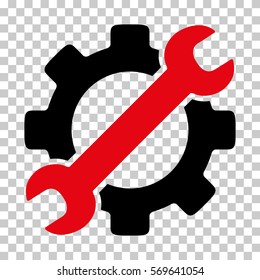 Intensive Red And Black Service Tools interface pictogram. Vector pictogram style is a flat bicolor symbol on chess transparent background.