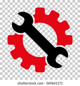 Intensive Red And Black Service Tools toolbar icon. Vector pictogram style is a flat bicolor symbol on chess transparent background.