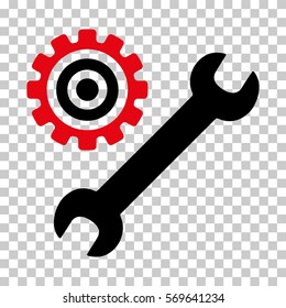 Intensive Red And Black Service Tools toolbar icon. Vector pictogram style is a flat bicolor symbol on chess transparent background.