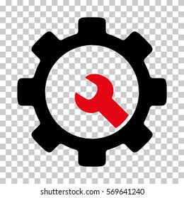 Intensive Red And Black Service Tools toolbar icon. Vector pictogram style is a flat bicolor symbol on chess transparent background.