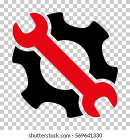 Intensive Red And Black Service Tools interface toolbar pictogram. Vector pictogram style is a flat bicolor symbol on chess transparent background.