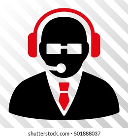Intensive Red And Black Support Manager toolbar pictogram. Vector pictograph style is a flat bicolor symbol on diagonal hatch transparent background.