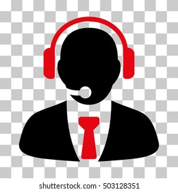 Intensive Red And Black Support Manager interface toolbar pictogram. Vector pictograph style is a flat bicolor symbol on chess transparent background.