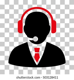 Intensive Red And Black Support Manager toolbar icon. Vector pictograph style is a flat bicolor symbol on chess transparent background.