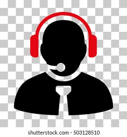 Intensive Red And Black Support Manager interface toolbar pictogram. Vector pictograph style is a flat bicolor symbol on chess transparent background.