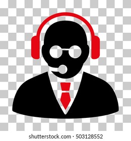 Intensive Red And Black Support Manager interface pictogram. Vector pictogram style is a flat bicolor symbol on chess transparent background.