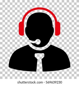 Intensive Red And Black Support Manager toolbar pictogram. Vector pictogram style is a flat bicolor symbol on chess transparent background.