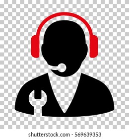 Intensive Red And Black Support Manager interface pictogram. Vector pictograph style is a flat bicolor symbol on chess transparent background.