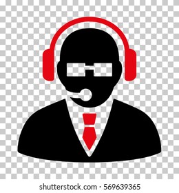 Intensive Red And Black Support Manager interface toolbar icon. Vector pictogram style is a flat bicolor symbol on chess transparent background.