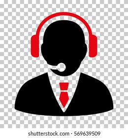 Intensive Red And Black Support Manager toolbar icon. Vector pictogram style is a flat bicolor symbol on chess transparent background.