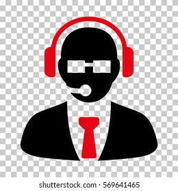 Intensive Red And Black Support Manager interface toolbar pictogram. Vector pictogram style is a flat bicolor symbol on chess transparent background.