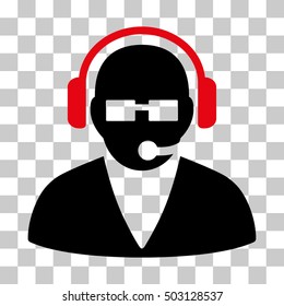 Intensive Red And Black Support Operator toolbar pictogram. Vector pictograph style is a flat bicolor symbol on chess transparent background.