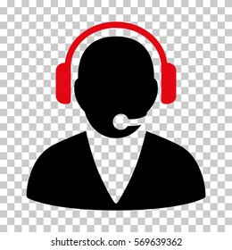 Intensive Red And Black Support Operator interface pictogram. Vector pictogram style is a flat bicolor symbol on chess transparent background.