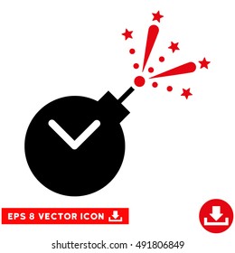 Intensive Red And Black Time Fireworks Charge EPS vector pictogram. Illustration style is flat iconic bicolor symbol on a white background.