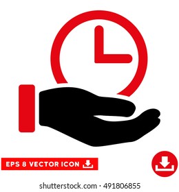 Intensive Red And Black Time Service EPS vector pictogram. Illustration style is flat iconic bicolor symbol on a white background.
