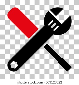 Intensive Red And Black Tools interface pictogram. Vector pictograph style is a flat bicolor symbol on chess transparent background.