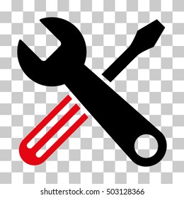 Intensive Red And Black Tools toolbar icon. Vector pictogram style is a flat bicolor symbol on chess transparent background.