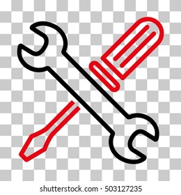 Intensive Red And Black Tuning Tools interface icon. Vector pictogram style is a flat bicolor symbol on chess transparent background.