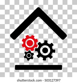 Intensive Red And Black Workshop interface toolbar icon. Vector pictogram style is a flat bicolor symbol on chess transparent background.