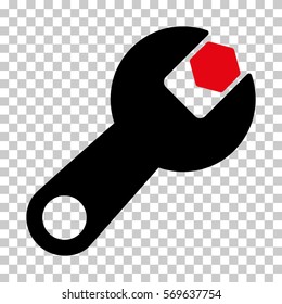 Intensive Red And Black Wrench interface icon. Vector pictograph style is a flat bicolor symbol on chess transparent background.