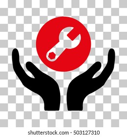 Intensive Red And Black Wrench Maintenance toolbar icon. Vector pictogram style is a flat bicolor symbol on chess transparent background.