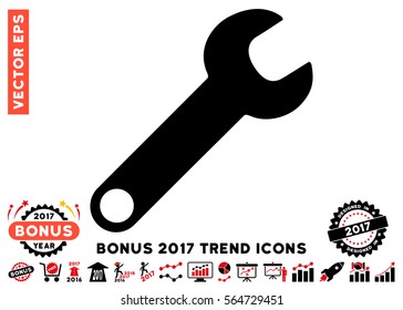 Intensive Red And Black Wrench pictograph with bonus 2017 trend symbols. Vector illustration style is flat iconic bicolor symbols, white background.