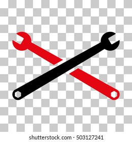 Intensive Red And Black Wrenches toolbar icon. Vector pictograph style is a flat bicolor symbol on chess transparent background.