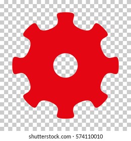 Intensive Red Gear interface toolbar icon. Vector pictogram style is a flat symbol on chess transparent background.