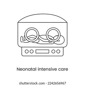 Intensive therapy for newborns line icon in vector, equipment for resuscitation of a baby.