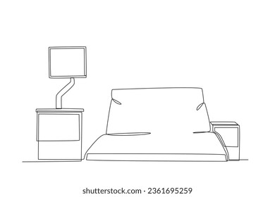Una sala intensiva. Dibujo de una línea de la unidad de cuidados intensivos
