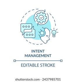 Intent management soft blue concept icon. Natural language processing. Sentiment analysis. Round shape line illustration. Abstract idea. Graphic design. Easy to use in infographic, presentation