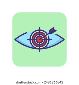 Intention line icon. Eye, target, arrow. Goal achievement concept. Can be used for topics like business, planning, competition, ambition, strategy