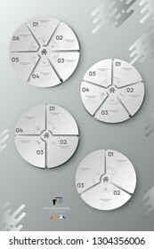 Inter Modern infographic Vector design template of cycle options, steps,on the grey background.