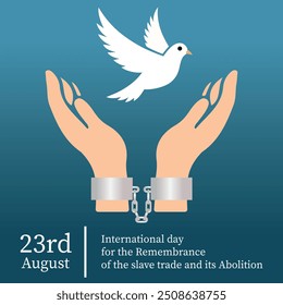 inter nation day for the abolition of the slavery.flying pigeon.hands.shackles.art and illustrator.slave trade.