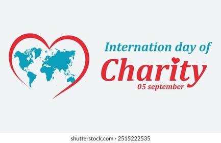 inter nation day of charity.heart.world map.in white background.vector design 