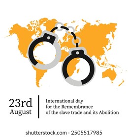 inter nation day for the remembrance of the slave trade and its abolition.shackles.23 august.world map .art and illustrator.freedom.icon.vector design