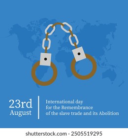 inter nation day for the remembrance of the slave trade and its abolition.shackles.23 august.world map .art and illustrator.freedom.icon.vector design