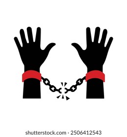 inter nation day for the remembrance of the slave trade and its abolition.shackles.hands.23 august..art and illustrator.freedom.icon.vector design
in white background