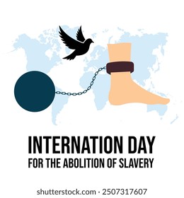 inter nation day for the remembrance of the slave trade and its abolition.foot shackles.23 august.world map .art and illustrator.freedom.icon.vector design
in white background.pigeon