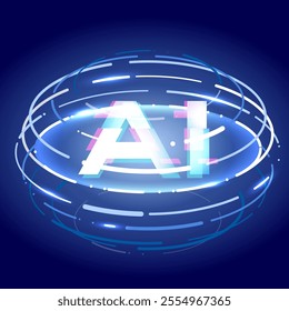 Interact with AI artificial intelligence virtual assistant chatbot in concept of AI artificial intelligence prompt engineering, AI deep learning to use generative AI for work support. Laser light