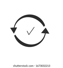 interagieren Sie Pfeile abstraktes Symbol auf isoliertem weißem Hintergrund. Interaktion abgeschlossen. Geeignet für Updates. Vektorillustration-Flachbild-Illustration