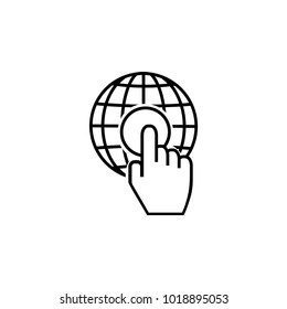 Interact - icono de contorno sobre fondo blanco. Trazo editable. Ilustración del vector