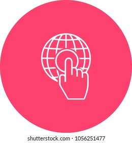 Interact - outline icon on white background. Editable stroke. Vector illustration