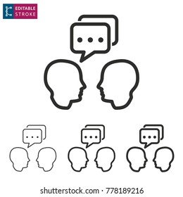 Interact - outline icon on white background. Editable stroke. Vector illustration