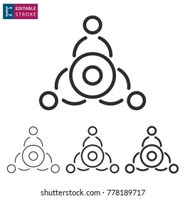 Interact - outline icon on white background. Editable stroke. Vector illustration