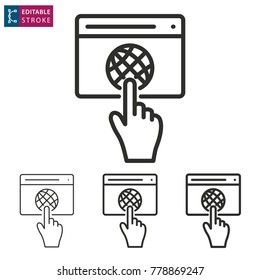 Interact - outline icon on white background. Editable stroke. Vector illustration