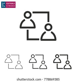 Interact - outline icon on white background. Editable stroke. Vector illustration