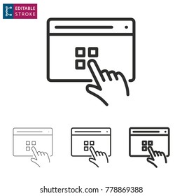 Interact - outline icon on white background. Editable stroke. Vector illustration