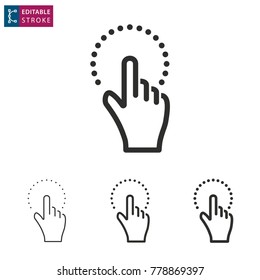 Interact - outline icon on white background. Editable stroke. Vector illustration