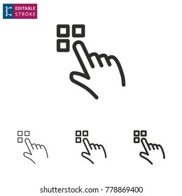 Interact - outline icon on white background. Editable stroke. Vector illustration